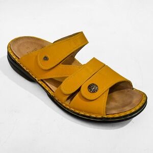 Finn Comfort Ventura Soft Slide Sandals Womens 10/41 Nubuck Leather Sun Orange